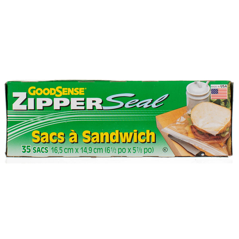 GoodSense ZipperSeal Sandwich Bags, 6.5in X 5.875in, 35 Ct