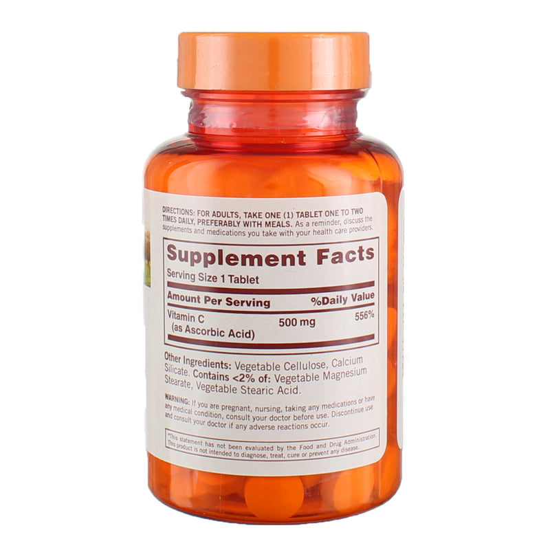 Sundown Clean Nutrition Vitamin C Tablets, 500 mg, 100 Ct