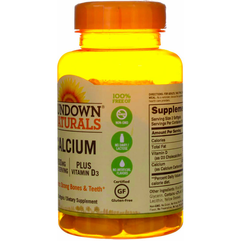 Sundown Naturals Calcium + Vitamin D3 Softgels, 1200 mg, 60 Ct