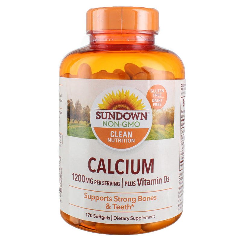 Sundown Clean Nutrition Calcium Plus Vitamin D3 Softgels, 1,200 mg, 170 Ct
