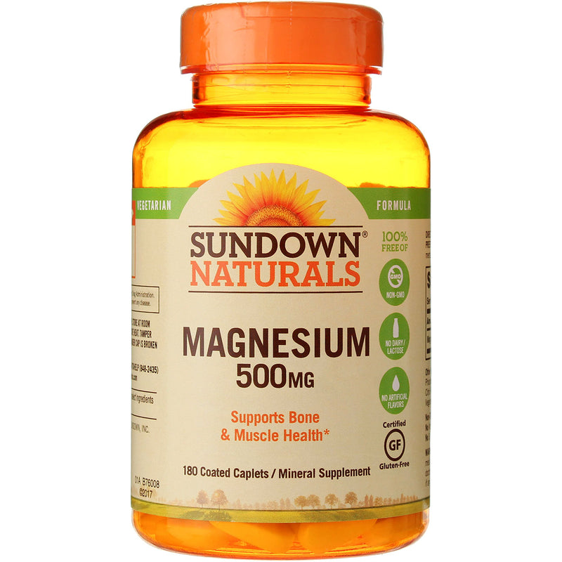 Sundown Naturals Magnesium Coated Caplets, 500 mg, 180 Ct