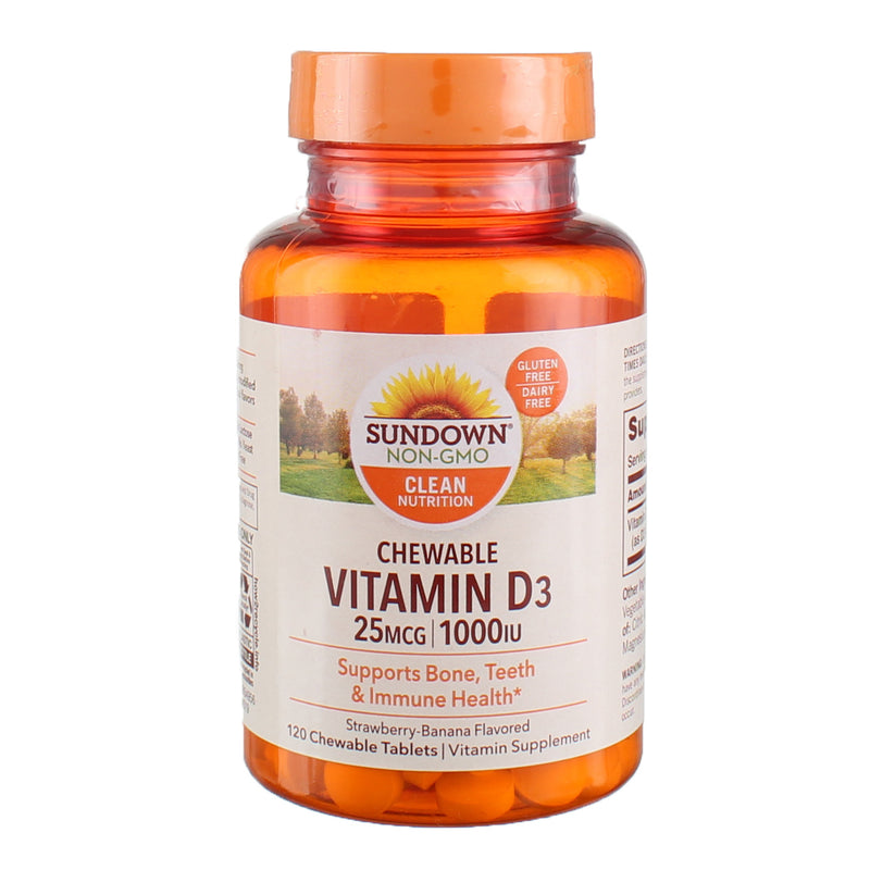 Sundown Clean Nutrition Chewable Vitamin D3 Tablets, 25 mcg, 120 Ct