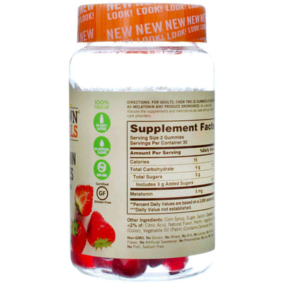 Sundown Naturals Melatonin Gummies, Strawberry, 5 mg, 60 Ct