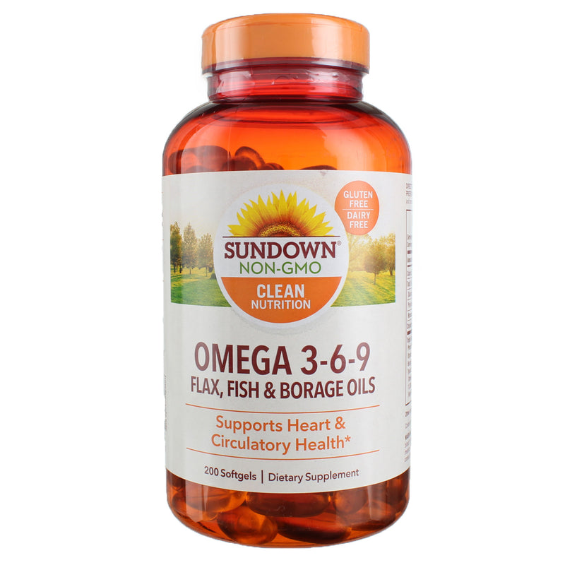 Sundown Clean Nutrition Omega 3-6-9 Softgels, 200 Ct