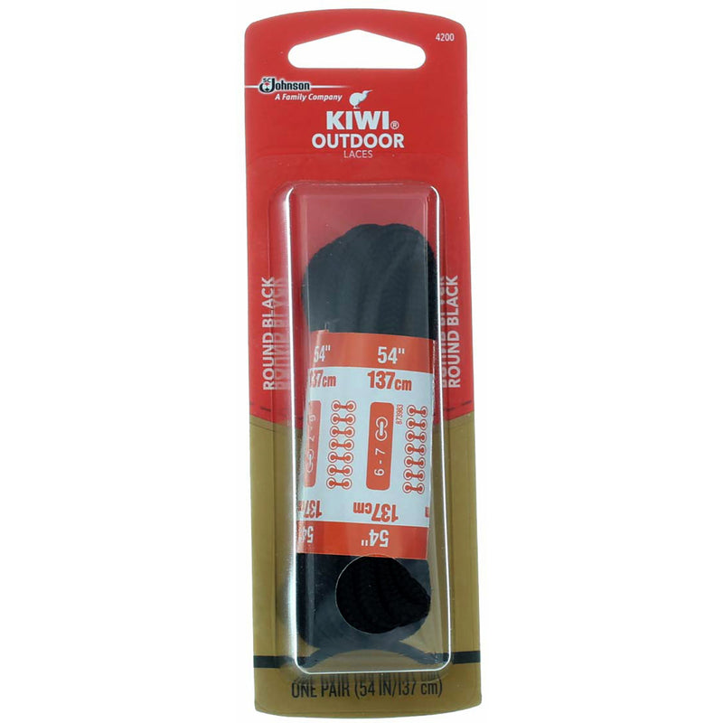 Kiwi Outdoor Laces, 54 in, Round Black