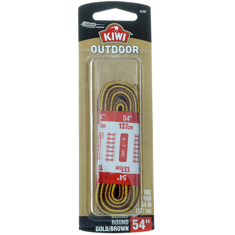 Kiwi Outdoor Laces, 54 in, Round Gold/Brown