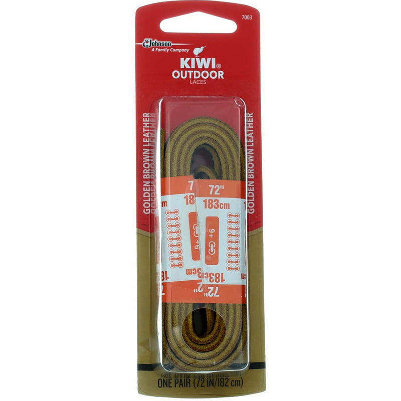 Kiwi Outdoor Laces, 72 in, Square Leather Golden Brown