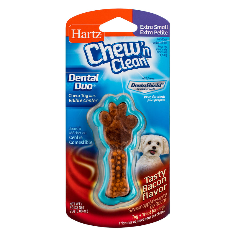 Hartz Chew N Clean Dental Duo Dog Chew Toy, Extra Small, Bacon Flavor