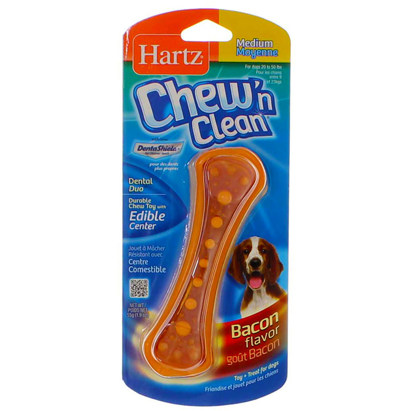 Hartz Chew N Clean Dental Duo Dog Chew Toy, Medium, Bacon Flavor