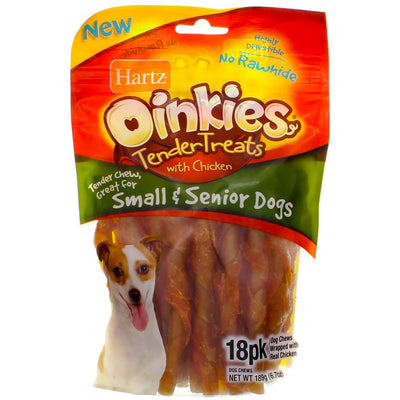 Hartz Oinkies Tender Treats for Small & Senior Dogs, Chicken, 18 Ct