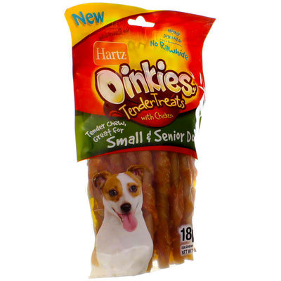 Hartz Oinkies Tender Treats for Small & Senior Dogs, Chicken, 18 Ct