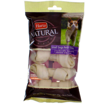 Hartz Natural Rawhide Bone for Small Dogs, 3 inch, 4 Ct