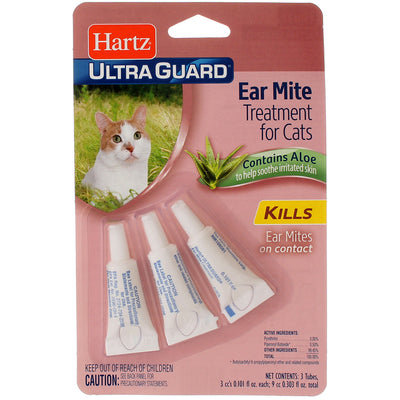 Hartz UltraGuard Cat Ear Mite Treatment, 0.066 fl oz, 3 Ct