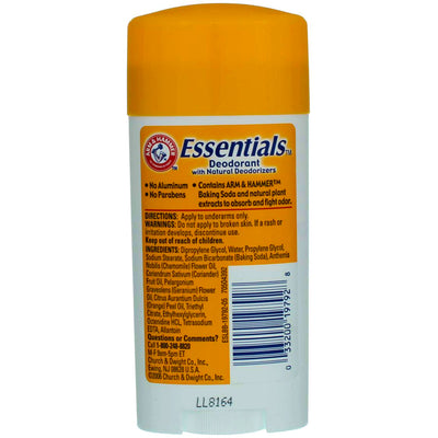Arm & Hammer Essentials Deodorant Solid, Unscented, 2.5 oz