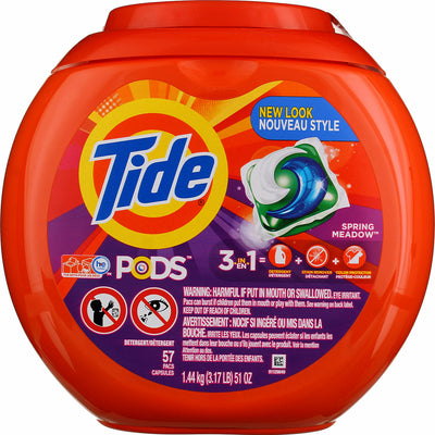Tide Pods Laundry Detergent Pacs, Spring Meadow, 51 oz, 57 Ct