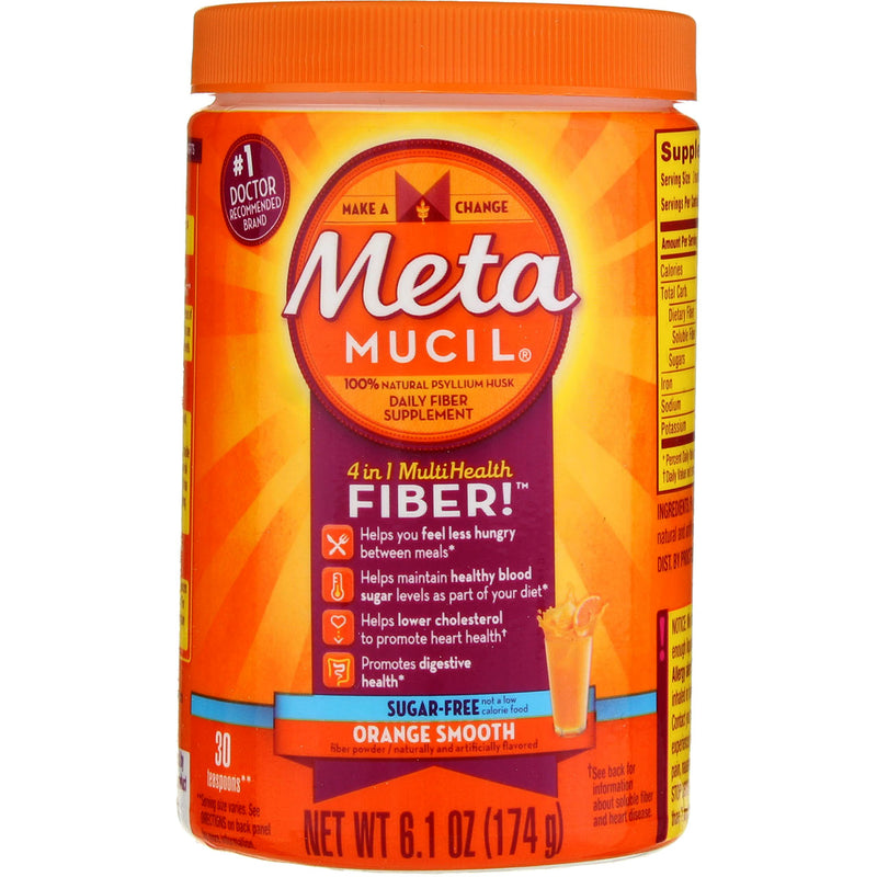 Metamucil 4-in-1 MultiHealth Sugar-Free Fiber Supplement Powder, Orange Smooth, 6.1 oz