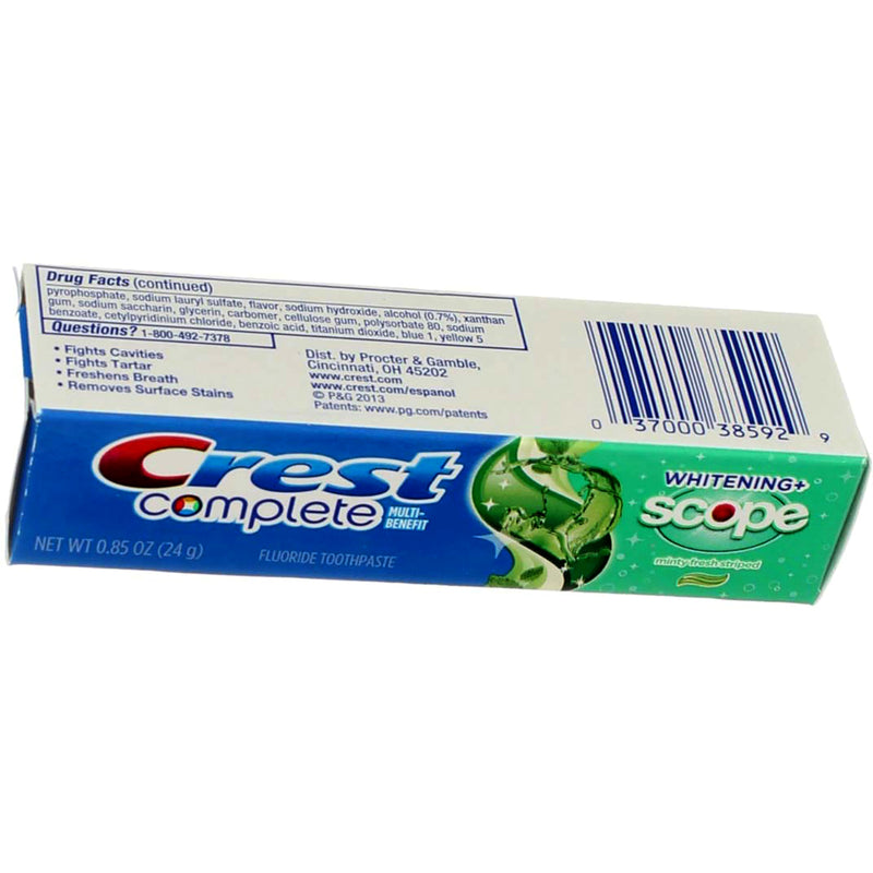 Crest Complete Whitening Toothpaste, Scope Minty Fresh, 0.85 oz (Travel Size)