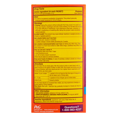 Metamucil 4-in-1 Real Sugar Fiber Supplement Powder Packets, Orange Smooth, 0.43 oz, 30 Ct