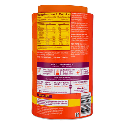 Metamucil 4-in-1 MultiHealth Real Sugar Fiber Supplement Powder, Orange Smooth, 48.2 oz