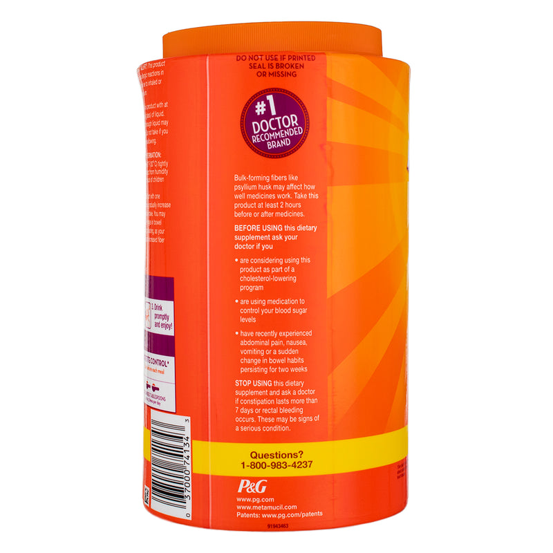 Metamucil 4-in-1 MultiHealth Real Sugar Fiber Supplement Powder, Orange Smooth, 48.2 oz