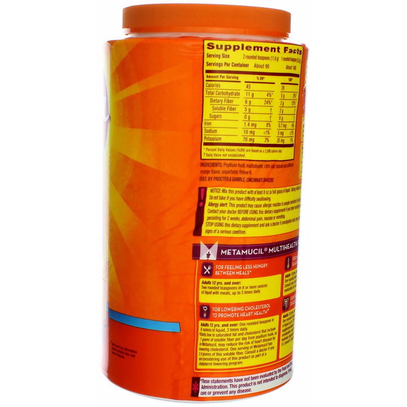 Metamucil 4-in-1 MultiHealth Sugar-Free Fiber Supplement Powder, Orange Smooth, 36.8 oz