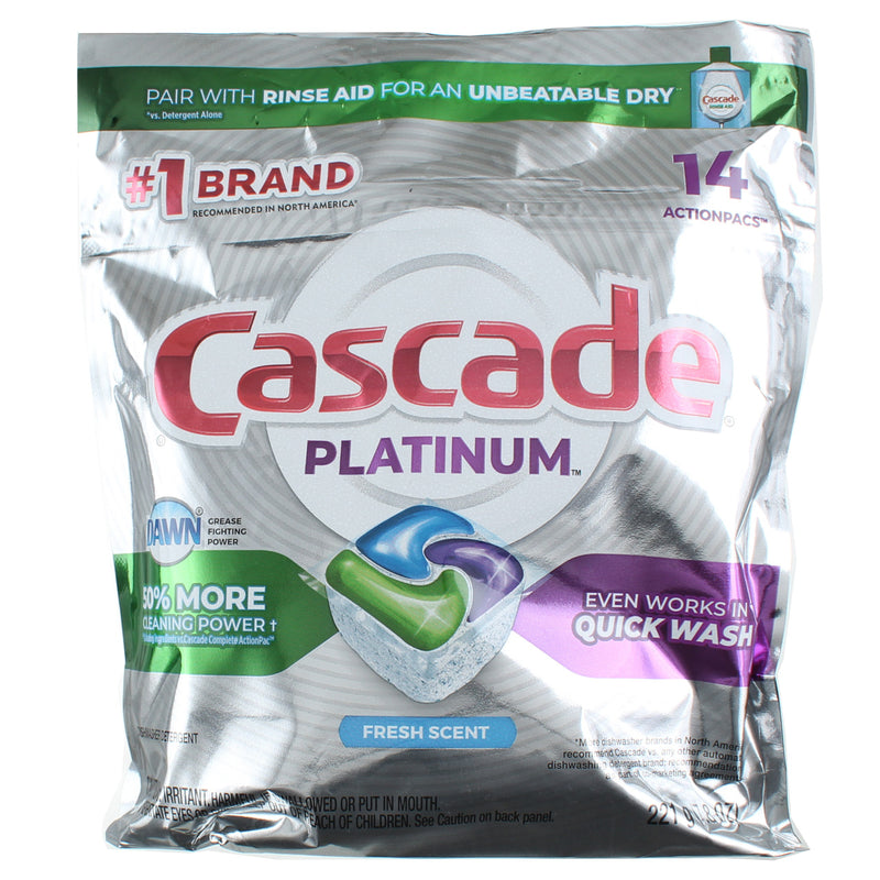 Cascade Platinum Dishwasher Detergent, Fresh Scent, 14 Ct
