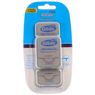 Oral-B Glide Pro-Health Deep Clean Floss, Cool Mint, 3 Ct