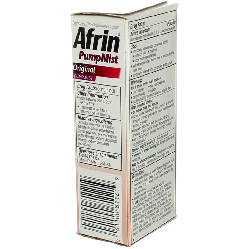Afrin Original Max Strength Pump Mist Decongestant 12-Hour 1.3 oz