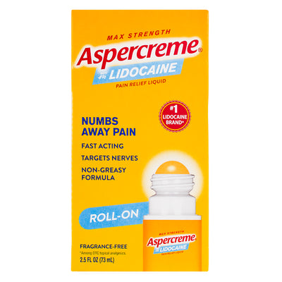 Aspercreme Lidocaine Pain Relief Liquid No Mess Applicator, Unscented, 2.5 fl oz