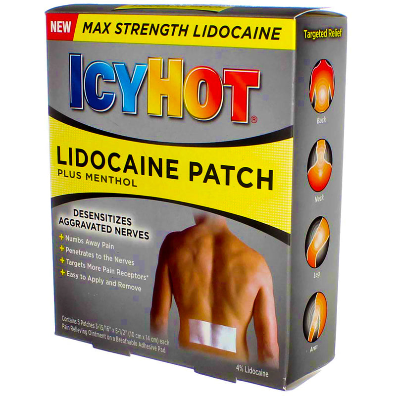 Icy Hot Lidocaine Medicated Patch Plus Menthol, 5 Ct