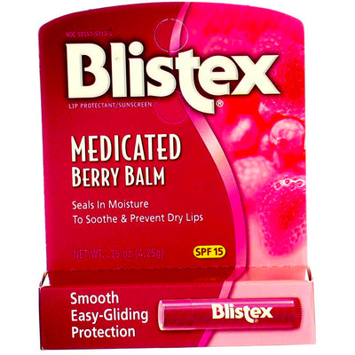 Blistex Medicated Lip Balm Stick, Berry, SPF 15, 0.15 oz