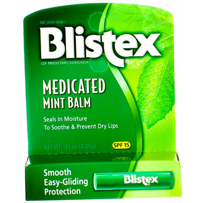 Blistex Medicated Lip Balm Stick, Mint, SPF 15, 0.15 oz