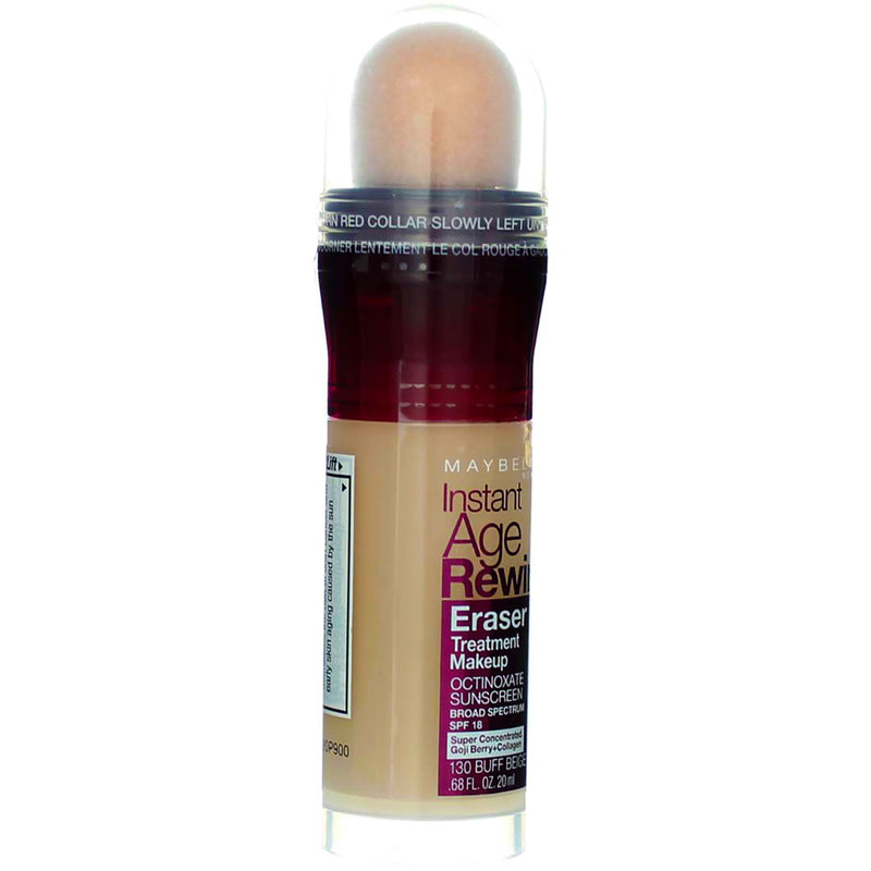 Maybelline Instant Age Rewind Eraser Treatment Makeup, Buff Beige 130, SPF 18, 0.68 fl oz