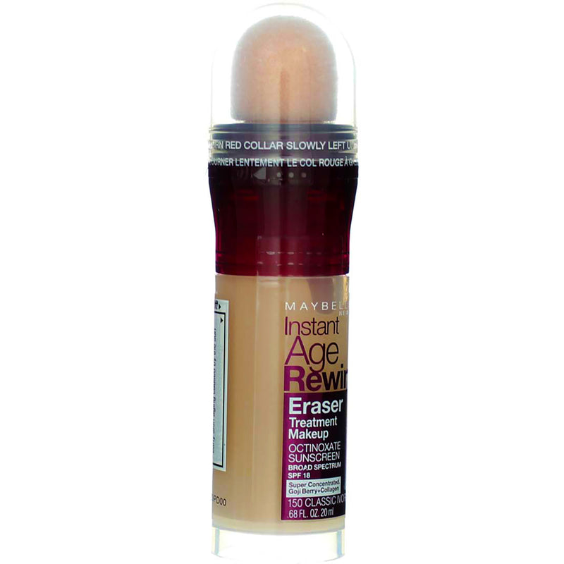 Maybelline Instant Age Rewind Eraser Treatment Makeup, Classic Ivory 150, SPF 18, 0.68 fl oz