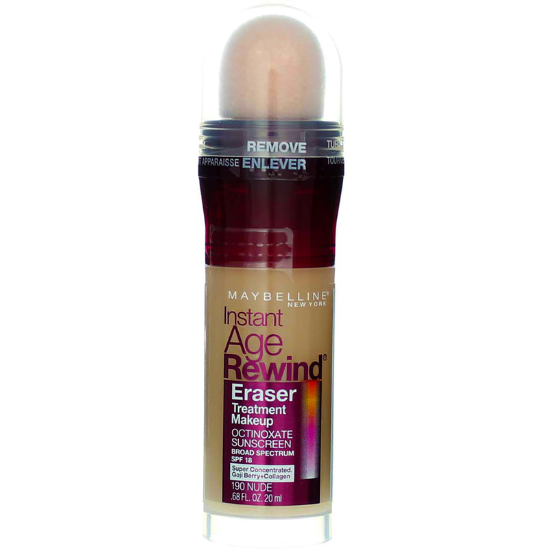 Maybelline Instant Age Rewind Eraser Treatment Makeup, Nude 190, SPF 18, 0.68 fl oz