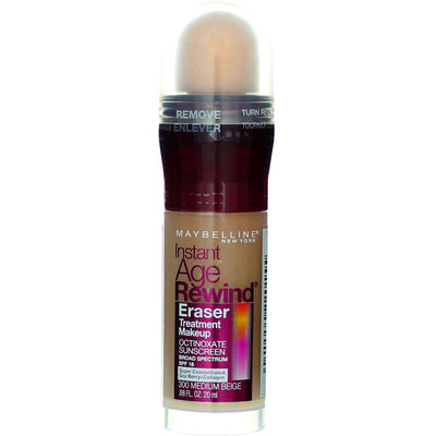 Maybelline Instant Age Rewind Eraser Treatment Makeup, Medium Beige 300, SPF 18, 0.68 fl oz