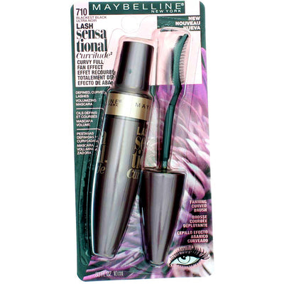 Maybelline Lash Sensational Curvitude Washable Mascara, Blackest Black 710, 0.33 fl oz