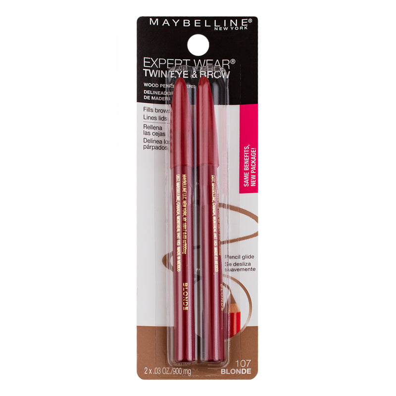 Maybelline New York Makeup Expert Wear Twin Eyebrow Pencils and Eyeliner Pencils, Blonde Shade, 0.06 Ounce, 2 Count (Pack of 1)