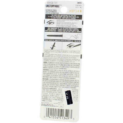 Maybelline Unstoppable Mechanical Eyeliner Pencil, Onyx 701, Waterproof, 0.01 oz