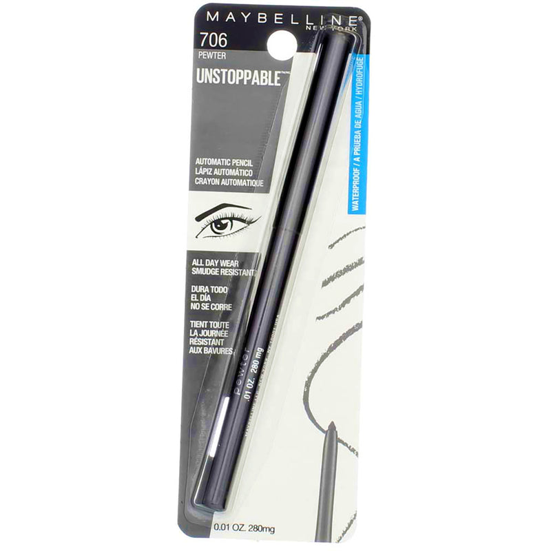 Maybelline Unstoppable Mechanical Eyeliner Pencil, Pewter 706, Waterproof, 0.01 oz
