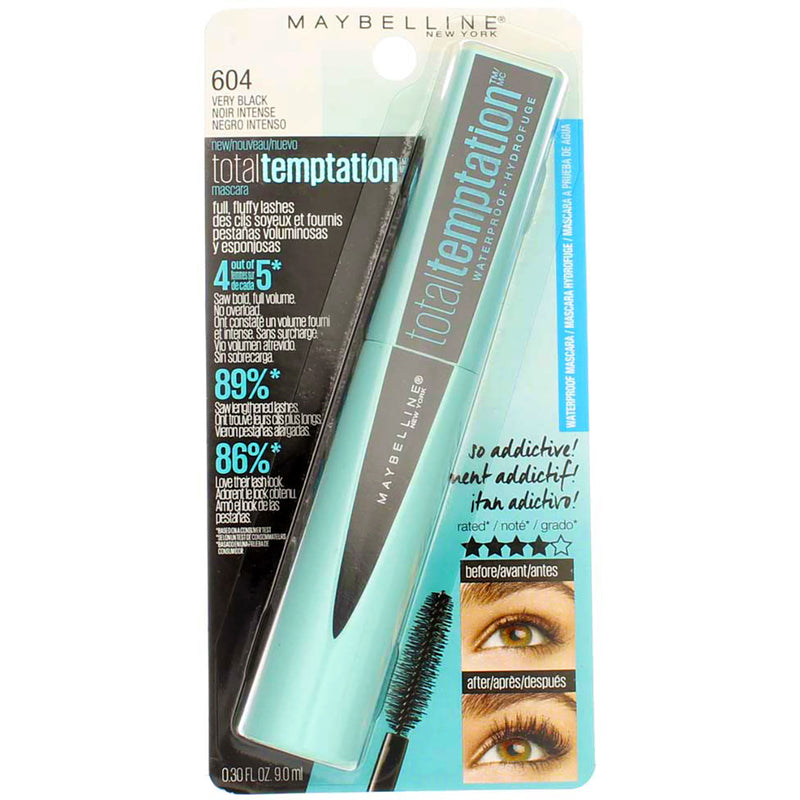 Maybelline Total Temptation Waterproof Mascara, Very Black 604, 0.3 fl oz