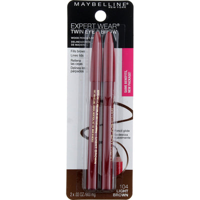 Maybelline Expert Twin Eye & Brow Eyeliner Pencil, Light Brown, Waterproof, 0.03 oz, 2 Ct