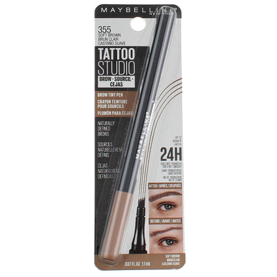 Maybelline TattooStudio Eyebrow Tint Pen, Soft Brown 355, 0.037 fl oz