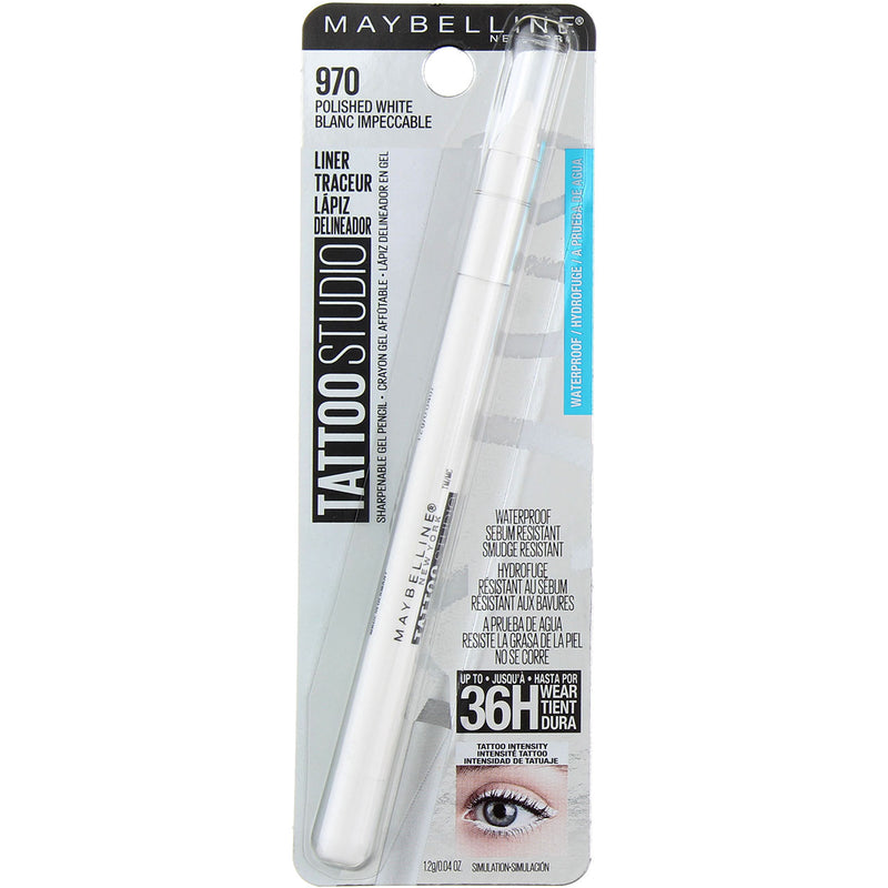 Maybelline TattooStudio Waterproof Eyeliner, Polished White, 0.04 oz