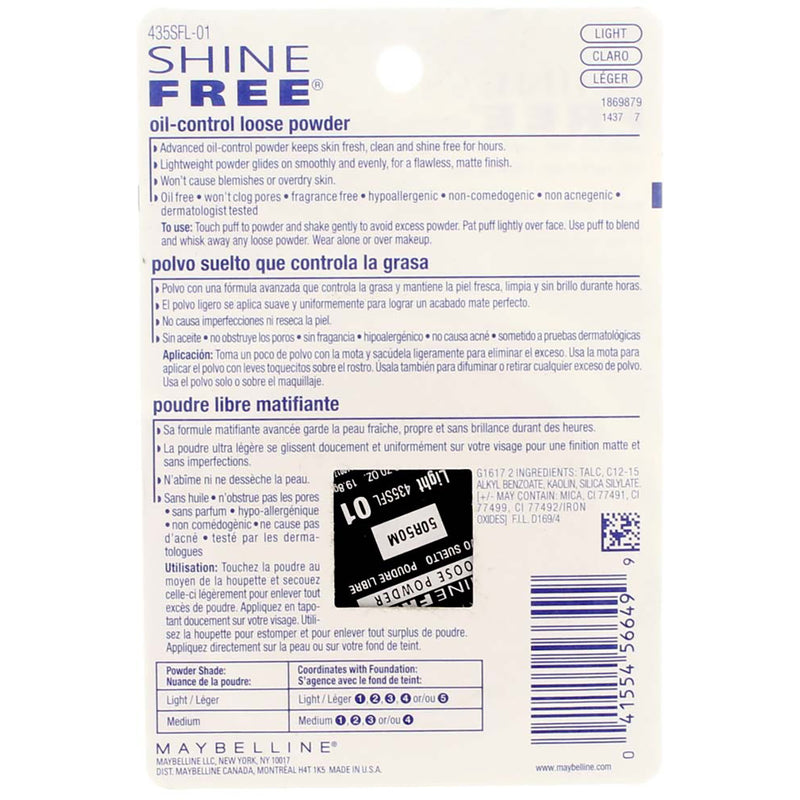 Maybelline Shine Free Oil-Control Loose Powder, Light 210, 0.7 oz