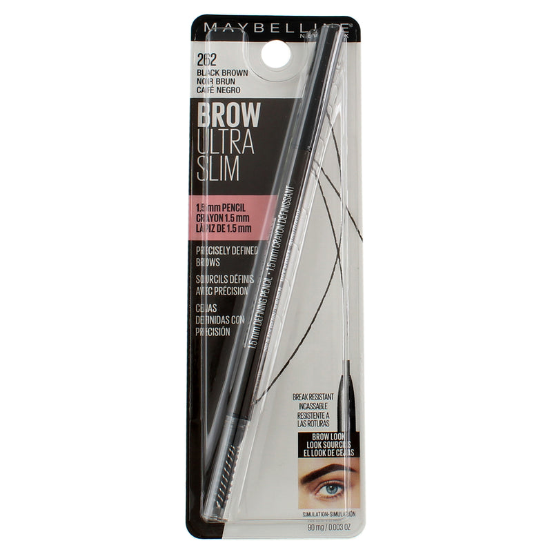 Maybelline Brow Ultra Slim Eyebrow Definer Pencil, Black Brown 262, 0.003 oz