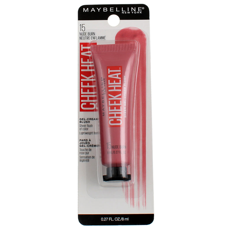 Maybelline New York Sheer Gel-Cream Cheek Heat Blush, Nude Burn 15, 0.27 fl oz