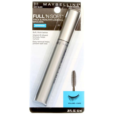 Maybelline Full 'N Soft Waterproof Mascara, Very Black 311, 0.28 fl oz
