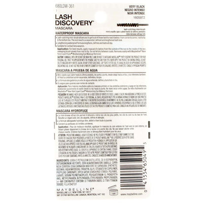 Maybelline Lash Discovery Waterproof Mascara, Very Black 361, 0.16 fl oz