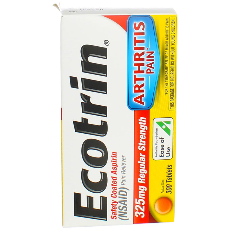 Ecotrin Regular Strength Safety Coated Enteric Aspirin Tablets 325 MG 300 ea Pack of 1
